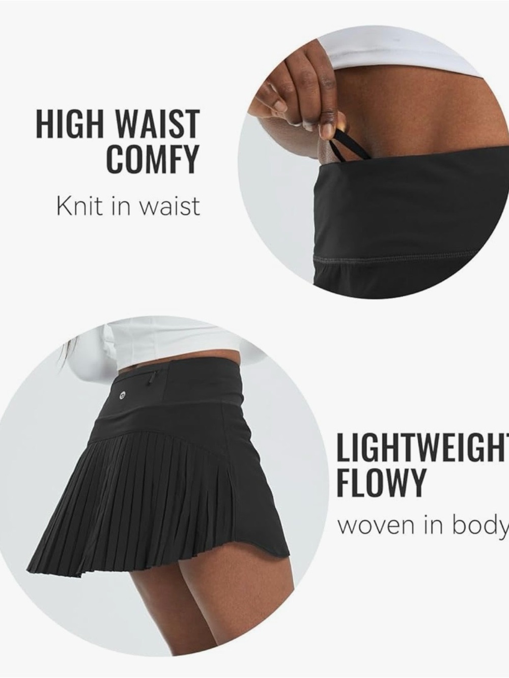 Baleaf Black Athletic Skort with Inner Shorts
